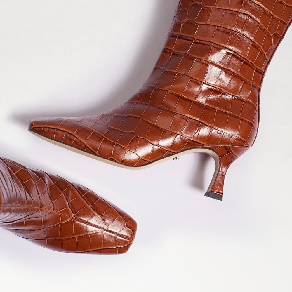 Sam Edelman - The Lolita Boot, Croc Leather in tawny brown size 6.5